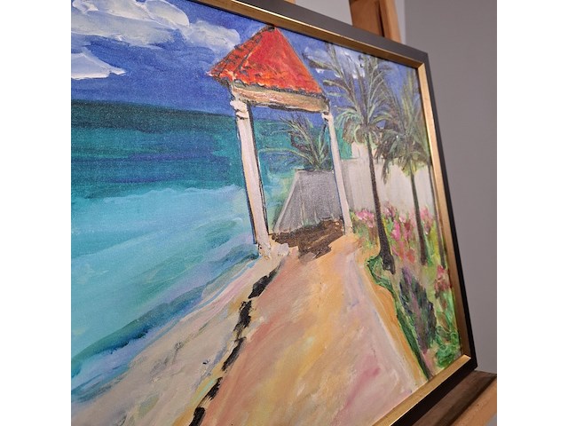 Acryl schilderij, maya wildevuur, sand castel, mexico, 2011 - afbeelding 8 van  11