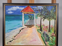 Acryl schilderij, maya wildevuur, sand castel, mexico, 2011 - afbeelding 4 van  11