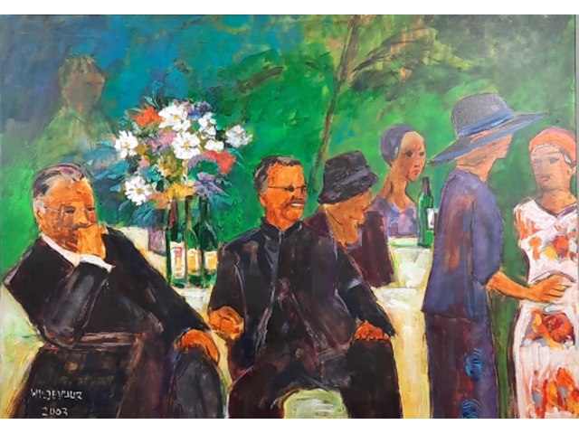 Acryl schilderij, maya wildevuur, sfeer, 2003 - afbeelding 1 van  9