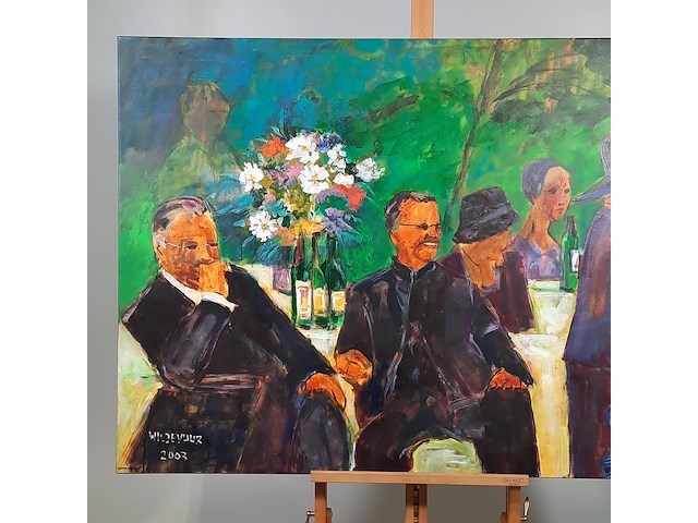 Acryl schilderij, maya wildevuur, sfeer, 2003 - afbeelding 3 van  9