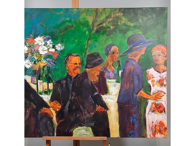 Acryl schilderij, maya wildevuur, sfeer, 2003 - afbeelding 4 van  9