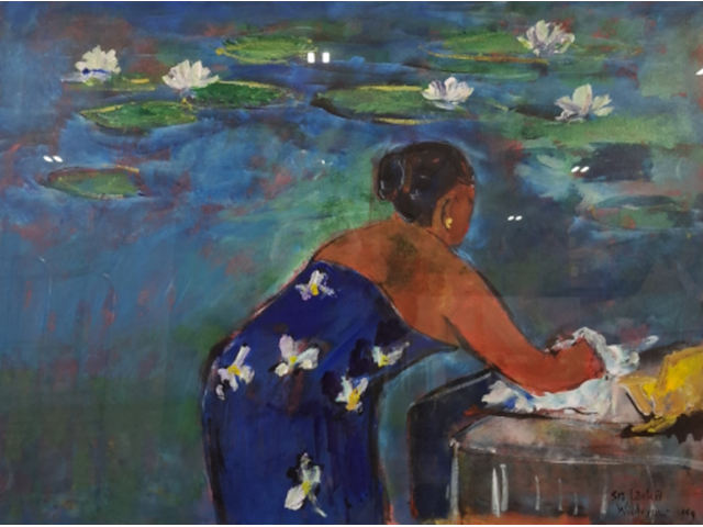 Acryl schilderij, maya wildevuur, sir lanka, 1999 - afbeelding 1 van  8