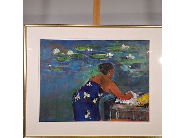 Acryl schilderij, maya wildevuur, sir lanka, 1999 - afbeelding 2 van  8