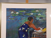 Acryl schilderij, maya wildevuur, sir lanka, 1999 - afbeelding 2 van  8
