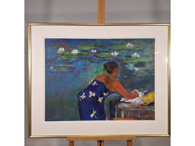 Acryl schilderij, maya wildevuur, sir lanka, 1999 - afbeelding 3 van  8