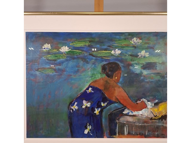 Acryl schilderij, maya wildevuur, sir lanka, 1999 - afbeelding 4 van  8