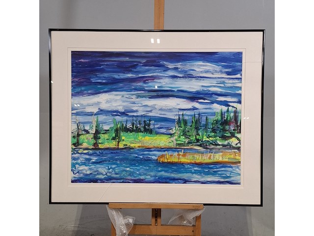 Acryl schilderij, maya wildevuur, sörfors, 1991 - afbeelding 2 van  8