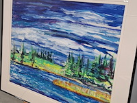 Acryl schilderij, maya wildevuur, sörfors, 1991 - afbeelding 5 van  8