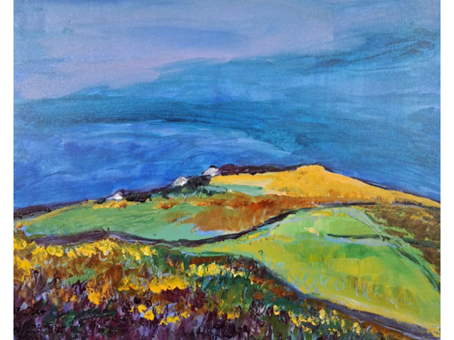 Acryl schilderij, maya wildevuur, st just, 2002 - afbeelding 1 van  6