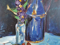 Acryl schilderij, maya wildevuur, stilleven, 1995