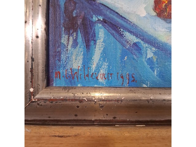 Acryl schilderij, maya wildevuur, stilleven, 1995 - afbeelding 6 van  10