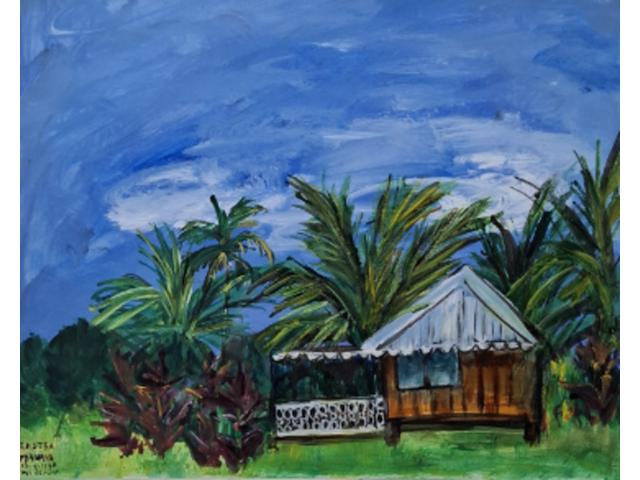 Acryl schilderij, maya wildevuur, tahiti, 1998 - afbeelding 1 van  10