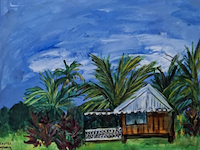 Acryl schilderij, maya wildevuur, tahiti, 1998 - afbeelding 1 van  10