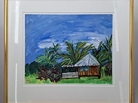 Acryl schilderij, maya wildevuur, tahiti, 1998 - afbeelding 3 van  10
