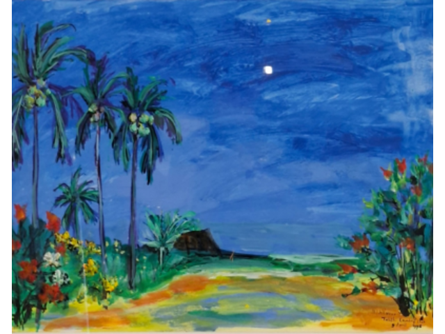 Acryl schilderij, maya wildevuur, tahiti, 1998 - afbeelding 1 van  8