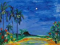 Acryl schilderij, maya wildevuur, tahiti, 1998 - afbeelding 1 van  8