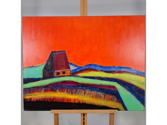 Acryl schilderij, maya wildevuur, texel, 2001 - afbeelding 2 van  6
