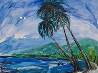 Acryl schilderij, maya wildevuur, thahiti, 1981