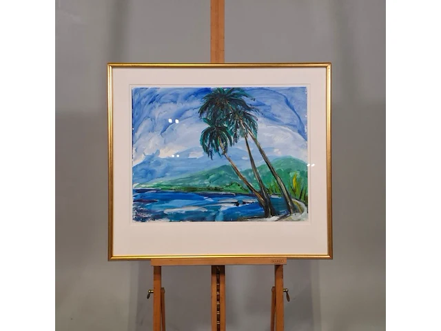 Acryl schilderij, maya wildevuur, thahiti, 1981 - afbeelding 2 van  9