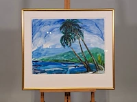 Acryl schilderij, maya wildevuur, thahiti, 1981 - afbeelding 2 van  9