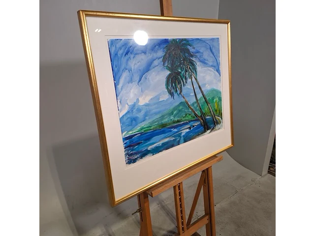 Acryl schilderij, maya wildevuur, thahiti, 1981 - afbeelding 3 van  9