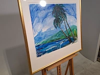 Acryl schilderij, maya wildevuur, thahiti, 1981 - afbeelding 3 van  9