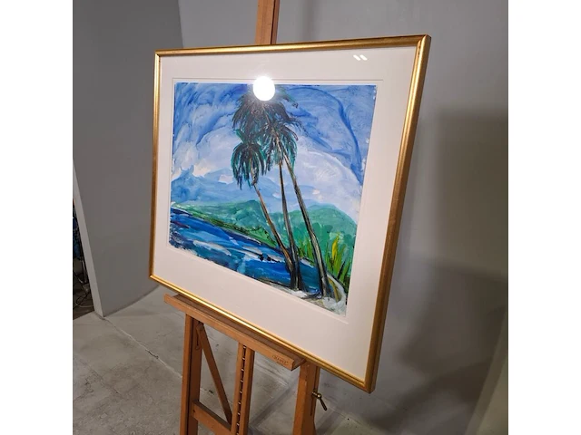 Acryl schilderij, maya wildevuur, thahiti, 1981 - afbeelding 4 van  9