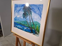 Acryl schilderij, maya wildevuur, thahiti, 1981 - afbeelding 4 van  9