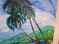 Acryl schilderij, maya wildevuur, thahiti, 1981 - afbeelding 7 van  9