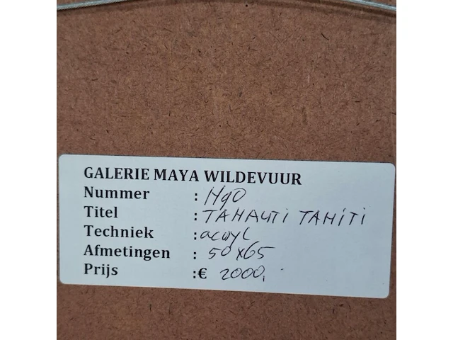 Acryl schilderij, maya wildevuur, thahiti, 1981 - afbeelding 9 van  9