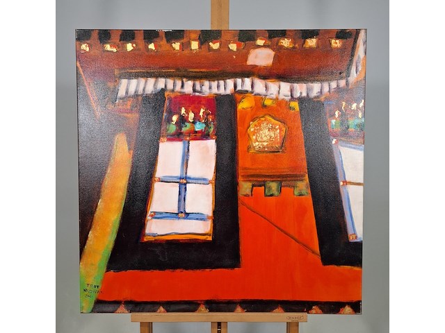 Acryl schilderij, maya wildevuur, tibet, 2001 - afbeelding 3 van  7