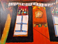 Acryl schilderij, maya wildevuur, tibet, 2001 - afbeelding 1 van  7