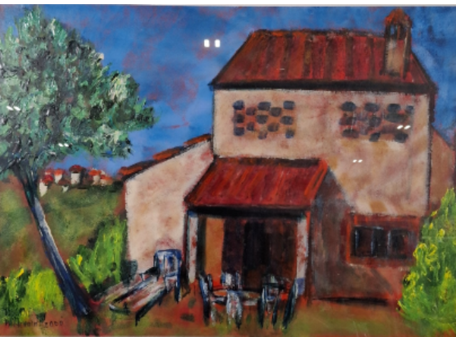 Acryl schilderij, maya wildevuur, toscane, 2000 - afbeelding 1 van  9