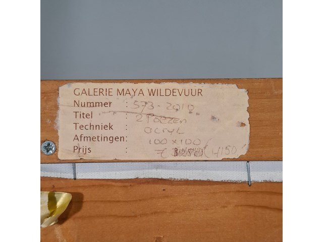 Acryl schilderij, maya wildevuur, twee poezen, 1994 - afbeelding 7 van  7