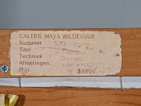 Acryl schilderij, maya wildevuur, twee poezen, 1994 - afbeelding 7 van  7