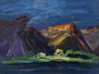 Acryl schilderij, maya wildevuur, viooldrift, 2000 - afbeelding 1 van  10