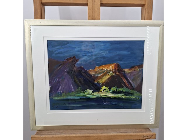 Acryl schilderij, maya wildevuur, viooldrift, 2000 - afbeelding 3 van  10