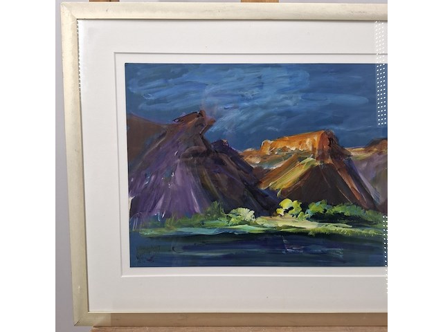 Acryl schilderij, maya wildevuur, viooldrift, 2000 - afbeelding 4 van  10