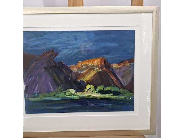 Acryl schilderij, maya wildevuur, viooldrift, 2000 - afbeelding 5 van  10