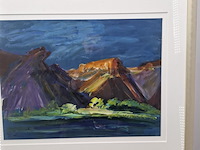 Acryl schilderij, maya wildevuur, viooldrift, 2000 - afbeelding 5 van  10