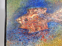 Acryl schilderij, maya wildevuur, vis, 1994 - afbeelding 4 van  10