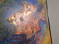 Acryl schilderij, maya wildevuur, vis, 1994 - afbeelding 6 van  10