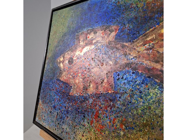 Acryl schilderij, maya wildevuur, vis, 1994 - afbeelding 7 van  10