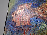 Acryl schilderij, maya wildevuur, vis, 1994 - afbeelding 7 van  10