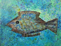 Acryl schilderij, maya wildevuur, vis - afbeelding 1 van  13