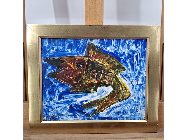 Acryl schilderij, maya wildevuur, vis - afbeelding 3 van  10