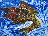 Acryl schilderij, maya wildevuur, vis - afbeelding 1 van  10