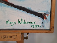 Acryl schilderij, maya wildevuur, vissen, 1992 - afbeelding 9 van  13