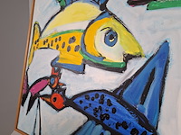 Acryl schilderij, maya wildevuur, vissen, 1992 - afbeelding 11 van  13