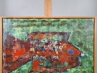 Acryl schilderij, maya wildevuur, vissen, 1993 - afbeelding 2 van  8